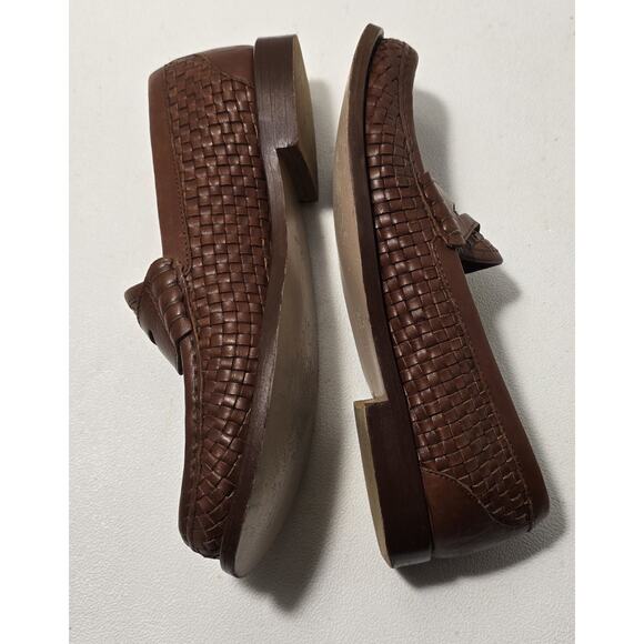 J.Crew Winona Penny Loafer Woven Italian Leather Womens 8.5 US Cognac Brown - Picture 5 of 10